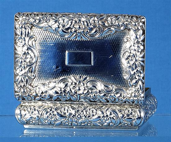 A William IV engine turned silver snuff box, by Nathaniel Mills, Length 98mm, Weight: 5.9oz/185grms